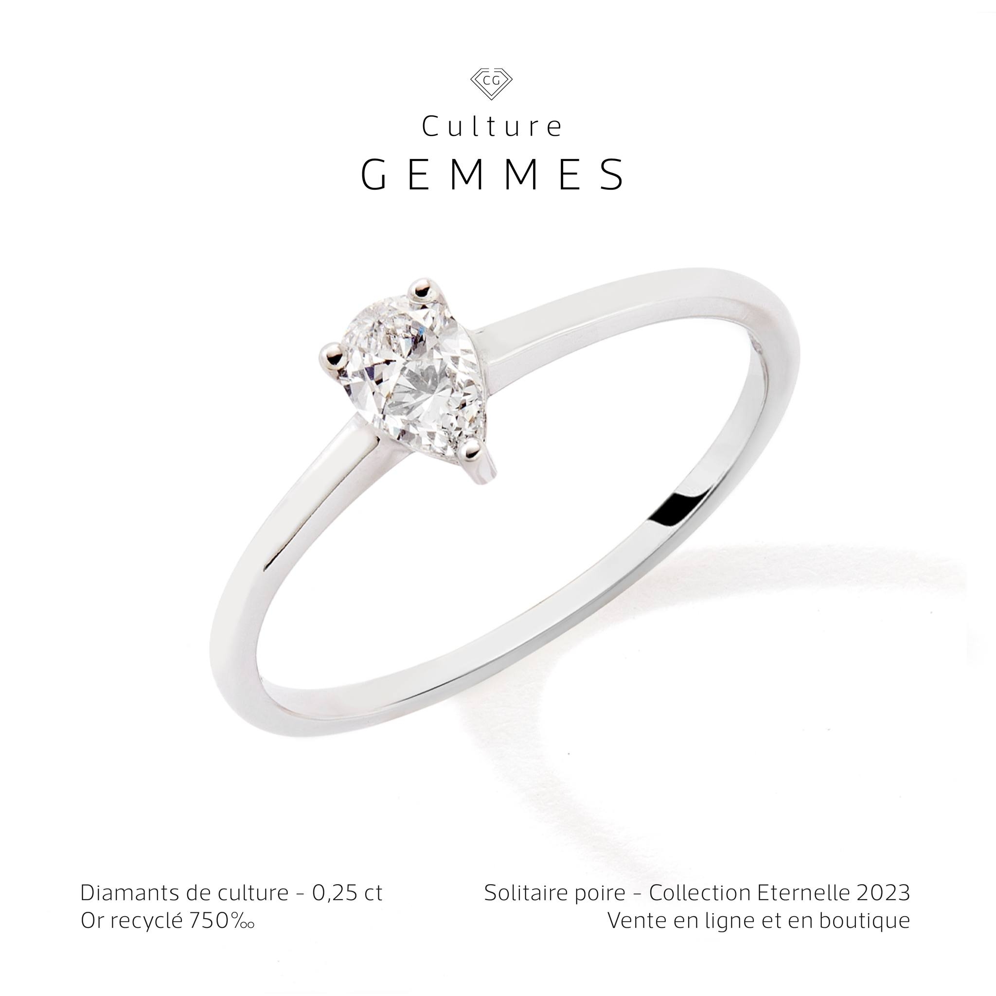 BAGUE OR BLANC GOUTTE 0,25CARAT
